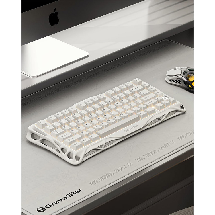خرید کیبورد GravaStar Mercury K1 Lite - بی‌سیم - سوییچ مکانیکی خطی - نسخه Snow White